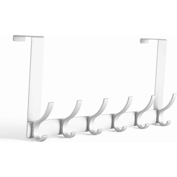 Over The Door Hooks, Door Hanger Hooks for Hanging, Over The Doors Towel Rack for Bathroom with 12 Hook, Coat Rack Doors Organizer Towel Holder (1Pack, White)
