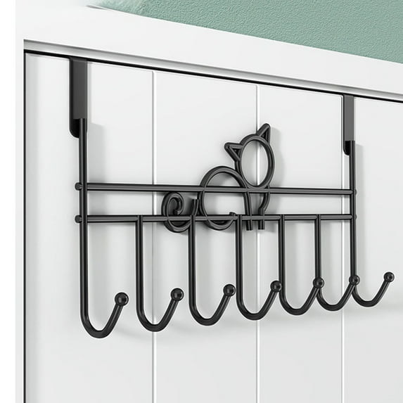 Over the Door Hooks, Over the Door Hanger for Hanging, Over Door Towel Rack Coat Rack Hanger Hooks for Clothing, Anti-Rust Overdoor Organizer Rack with 7 Hooks for Bathroom Bedroom Hat Purse Robe
