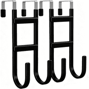 Over the Door Hooks,2pack, Over the Door Hanger with Rubber for Hanging Towels and Bags, Over Door Dual-Hooks Suitable for Bathrooms, Bedrooms, Fits Most Interior DoorsBlack, Long