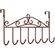 Over Door Hooks, Over Door Hanger Without Drilling, Over Door Coat Rack, Over Door Towel Rack with 7 Hooks for Hanging Coats, Towels,Clothes, for Bedroom, Living Room,Bathroom,Bronze