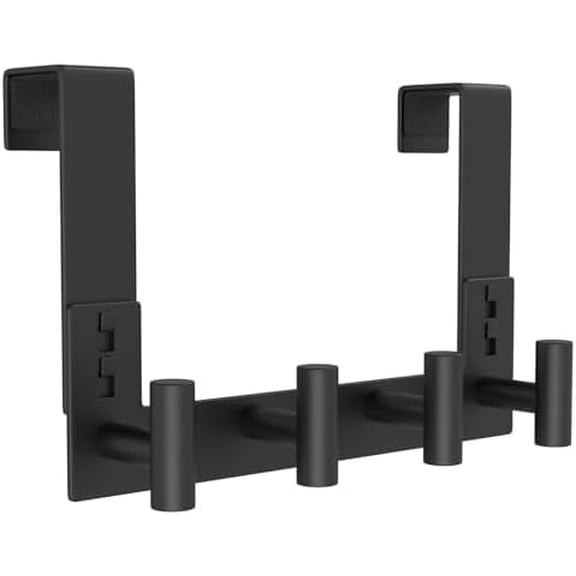 Over The Door Hooks, Fits 1-3/4" Thick Door No Drill Hooks for Closet Bathroom Bedroom Organization, Hanger for Coat Towel Robe (Black, 4 T-Hooks)