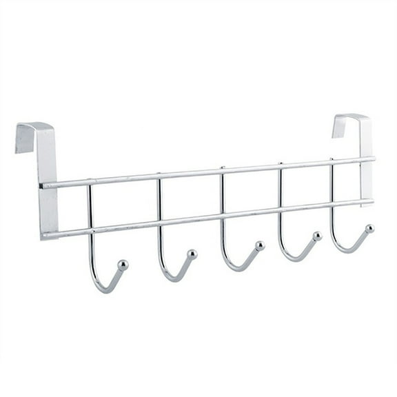 Over The Door Hooks for Hanging, Heavy Duty Over The Door Hanger, Over The Door Towel Rack for Bathroom with 5 Durable Coat Hooks, Bathroom Towel Holder Towels Hanger, 9.84x3.54"