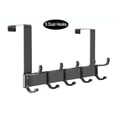 thumbnail image 1 of Over The Door Hooks,Over The Door Hanger, Dinosam Movable Metal Door Towel Rack with 5 Dual Coat Hangers,Black,Fits 1-3/4" Thick, 1 of 14