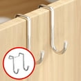 thumbnail image 1 of Over The Door Hooks - Heavy Duty Carbon Steel Cabinet Drawer Hanger, No Drill Removable Hooks for Small Kitchen Or Bathroom, Over Door Towel Rack and Holder (6PCS,Silver), 1 of 9