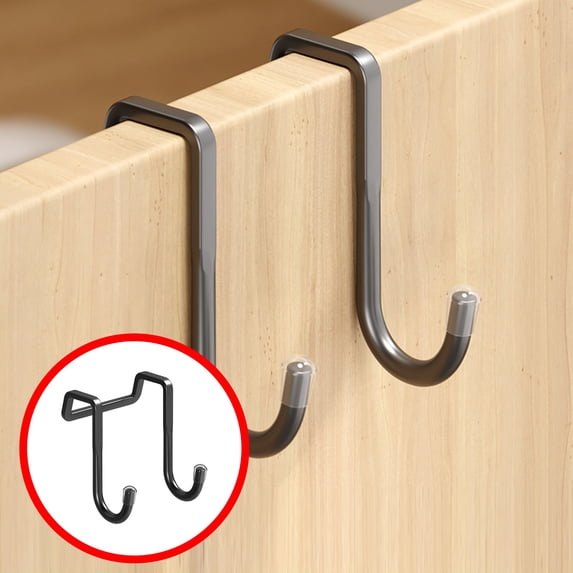 Over the Door Hooks – No-Drill Removable Cabinet & Drawer Hanger, Heavy Duty Stainless Steel Towel Rack and Organizer for Kitchen, Bathroom, Wardrobe, Small Spaces, D