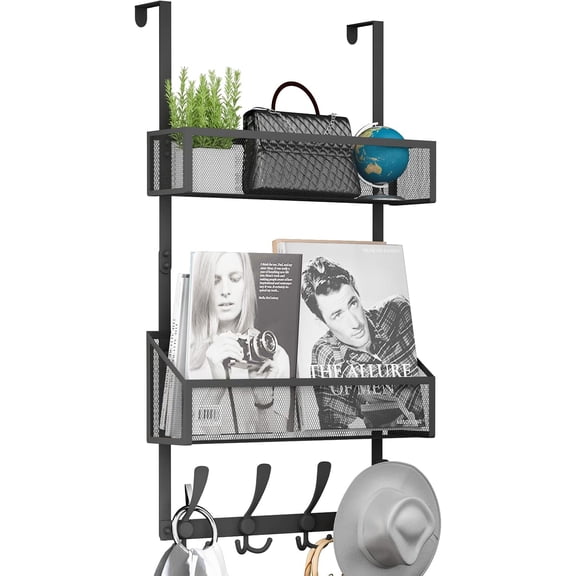 Over The Door Hooks Organizer, Coat Rack Over The Door Storage Hanger Towel Rack, Back of Door Storage Organizer for Bathroom,Bedroom,Kitchen,Office (White, 4-Tier)