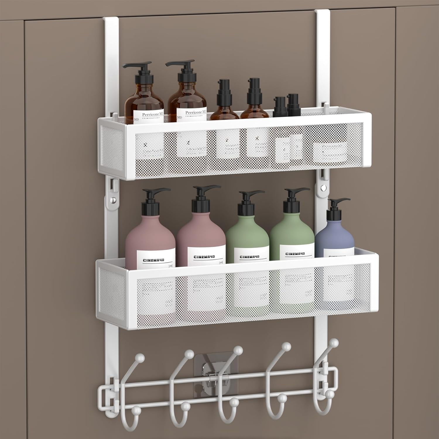 Over The Door Hooks Organizer, Over The Door Towel Rack with Mesh ...
