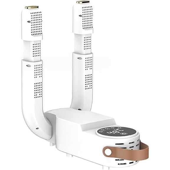 Electric Shoe Dryer, Glove Dryer & Boot Warmer with Heat Blower, Portable Adjustable Rack and Timer, Folding Design White