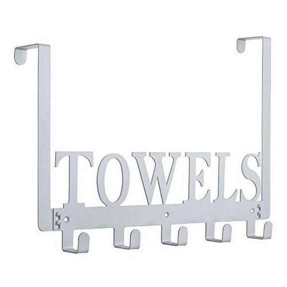 Over The Door Hooks, Towel Hooks for Bathroom, Towel Rack Towel Holder for Bedroom Kitchen Pool Beach Towels Bathrobe Wall Mount Hang on The Door Cabinet Cupboard (Silver Gray)