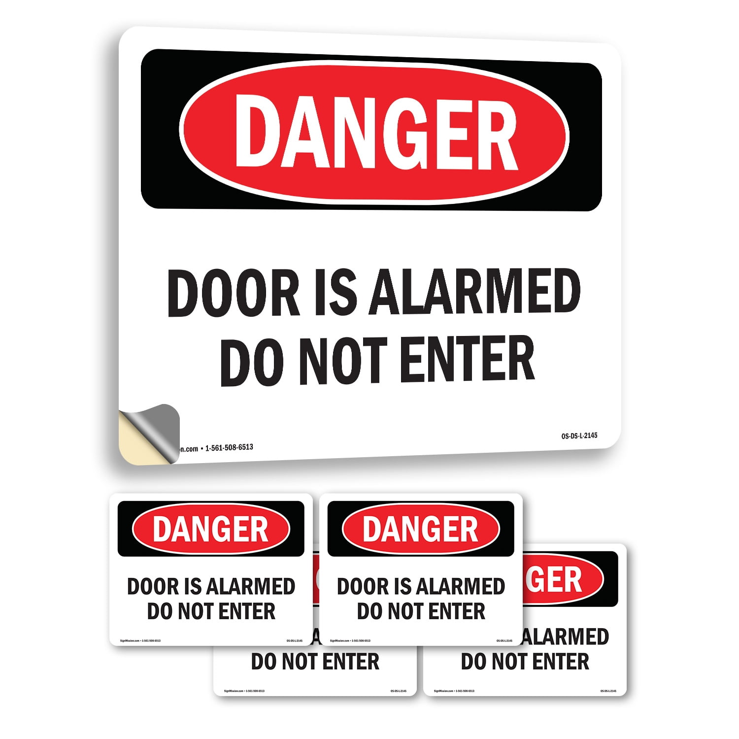 Door Is Alarmed Do Not Enter OSHA Danger Vinyl Decal Label 7 Inch x 5 ...