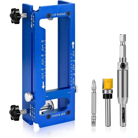 Door Jamb Hinge Jig, Aluminum Alloy Door Hinge Template for Router,Door Hinge Router Jig Fits Door Hinges from 2.5" - 5" Length,1/4" Radius,5/8" Radius and Types of Square (Red)
