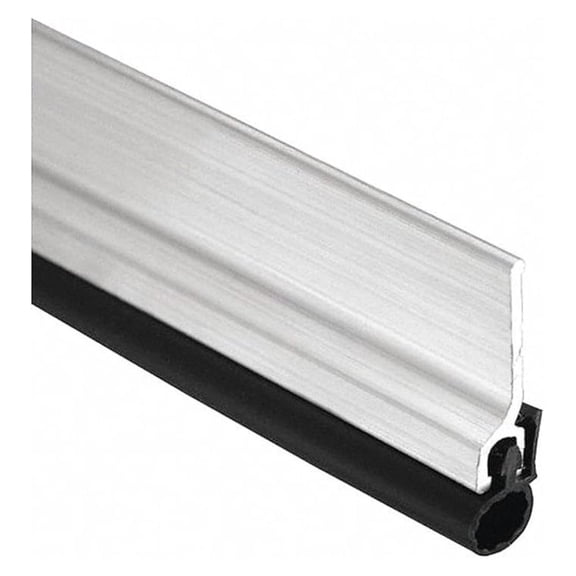 Door Jamb Weatherstrip Kit with Screws, Mill Finish Aluminum with Black Silicone Insert, 7/8W x 3684"L x 1/4"H