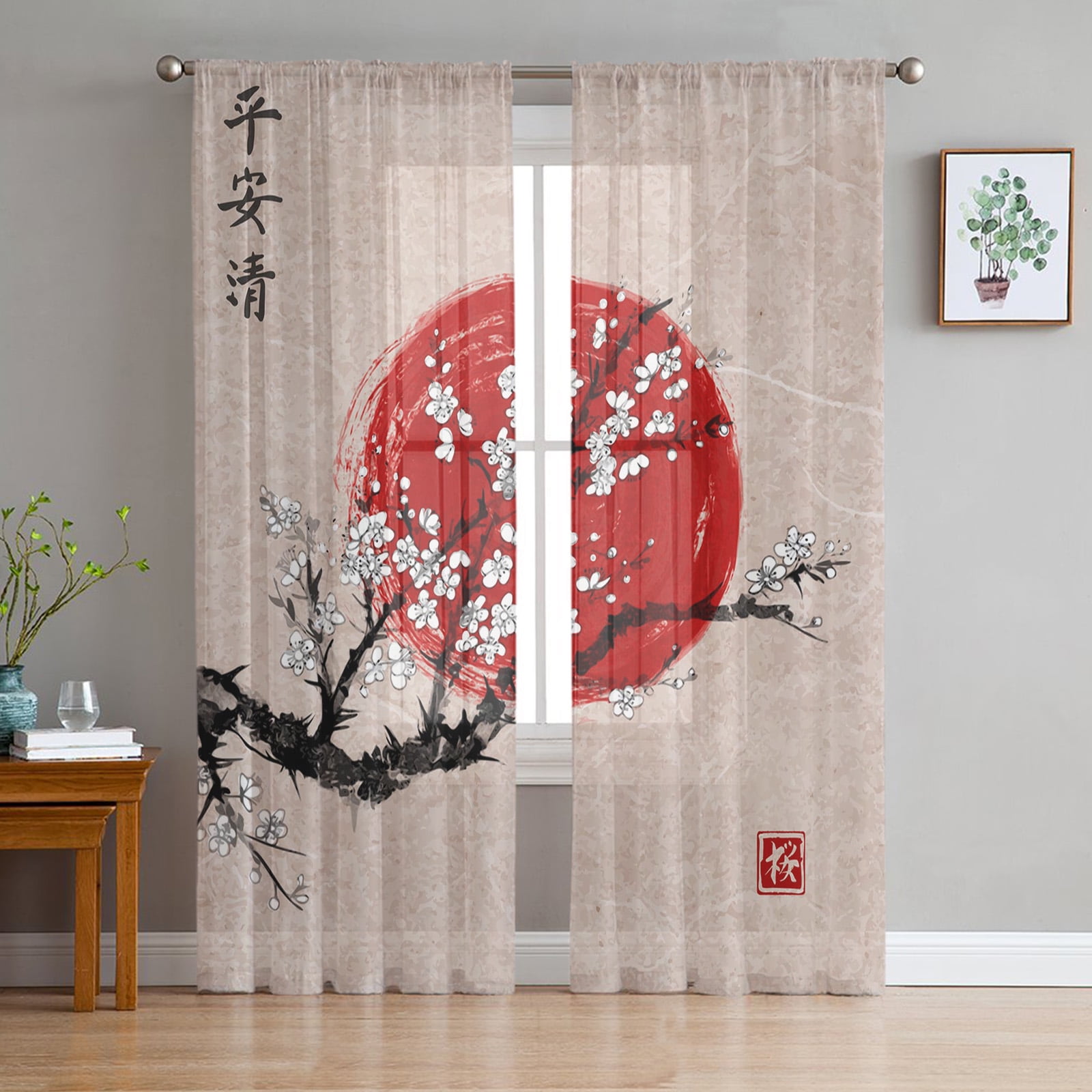 Door Japan Scenery Country Bedroom Voile Tulle Curtains Hotel Home r