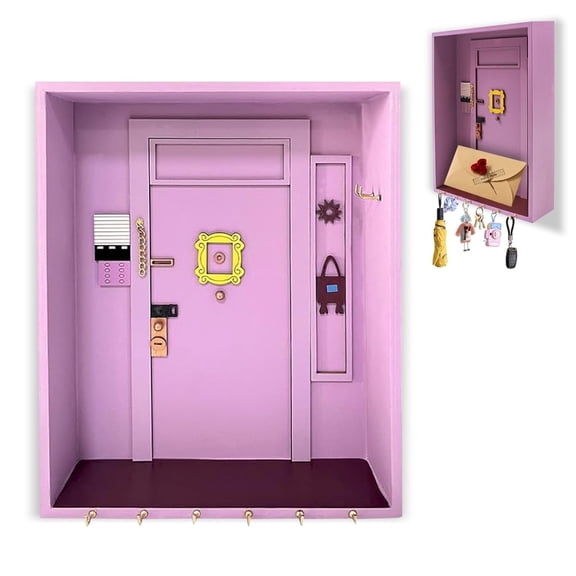 Kabuer Door Key Holder Set, Handmade Wall Organizer with Key Hooks for TV Show Fans