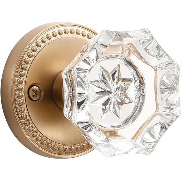 Door Knob Champagne Bronze Passage Crystal Glass Interior 1 Pack | Zinc Alloy Hall Closet