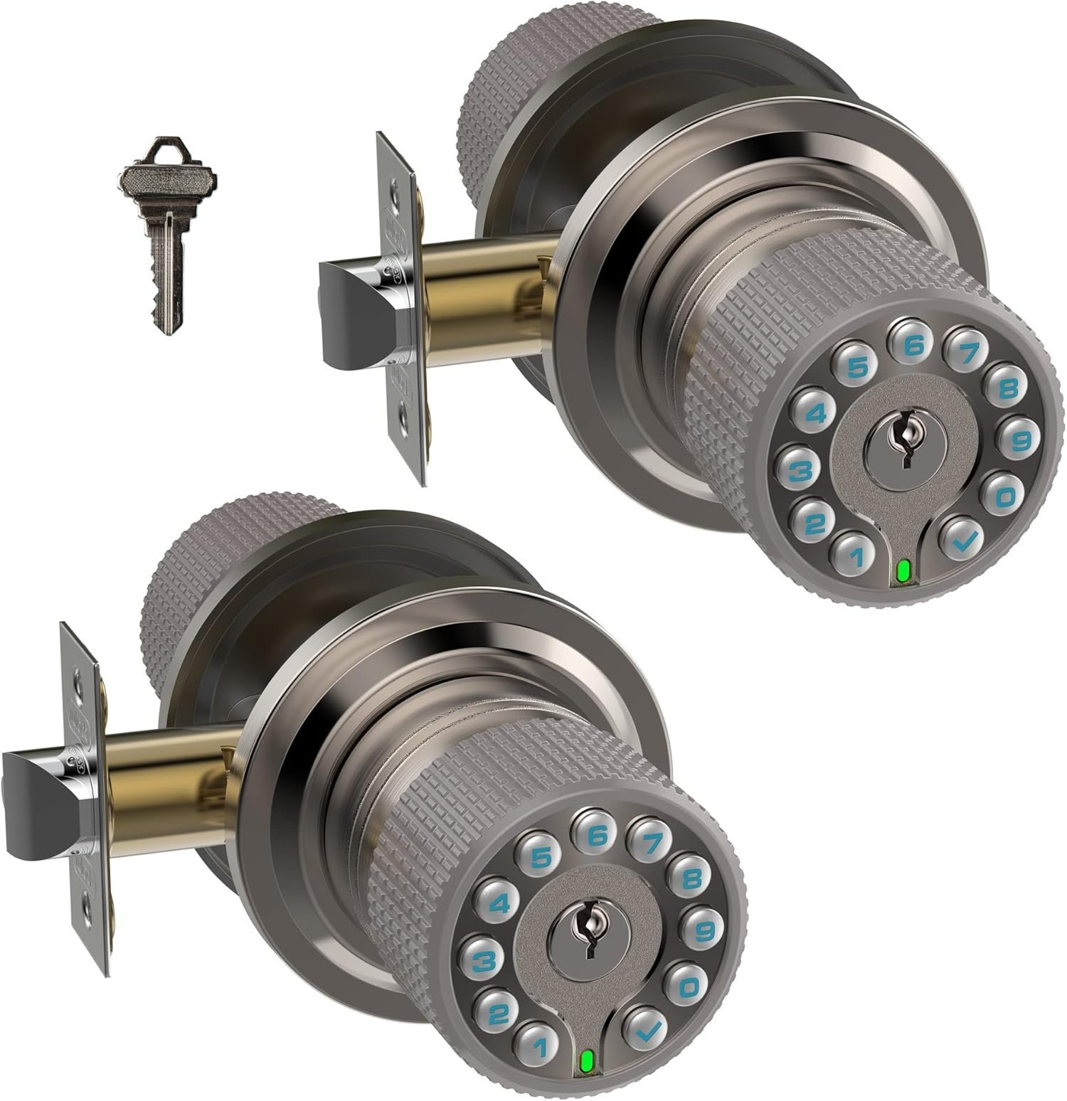 Door Knob with Keypad and Key,Keyless Entry Door Lock with Rubber Grip ...