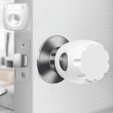 Door Knob Safety Cover, 4 Pack Baby Safety Door Handle Cover, Screw Thread Design, Reusable, Reliable Solution to Prevent Kids from Popping Off The Covers