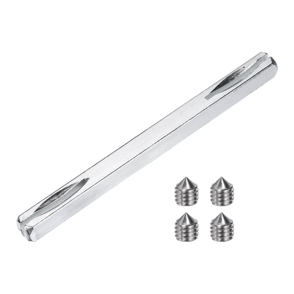 Door Knob Spindle, 110mm Long Spare Door Handle Spindle Bar with Hex Screws, Square Doors Handle Parts Lock Replacement Part for Furniture Assembly, DIY Projects, Silver Tone