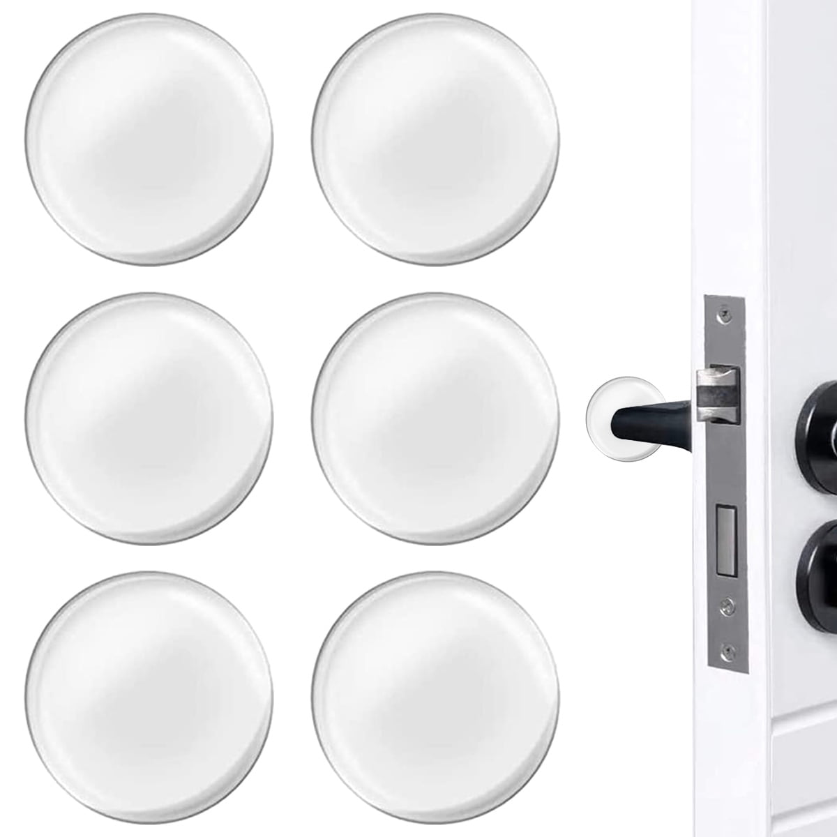 Door Knob Wall Shield, 6PCS Transparent Round Soft Rubber Door Stopper
