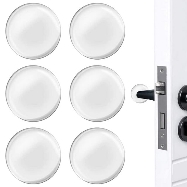 Door Knob Wall Shield, 6PCS Transparent Round Soft Rubber Door Stopper