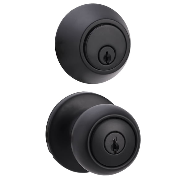 Door Knob with Key Lock & Deadbolt, Keyed Alike Entry Door Hardware, Heavy Duty Front Door Lock Set for Residential House Entry Doors