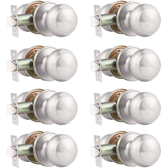 Door Knobs Interior, Antique Brass Closet Door Knobs, Passage Door Handles, Keyless, 2 Pack