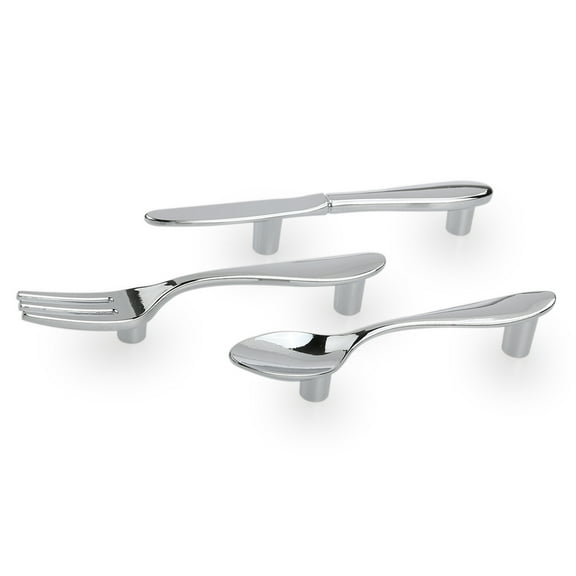 3pcs Kitchen Cabinet Handles Door Knobs, Spoon and Fork Design Drawer Pulls for Closet and Tableware
