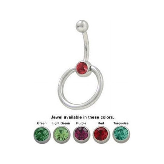 Door Knocker Belly Button Ring with CZ Gem