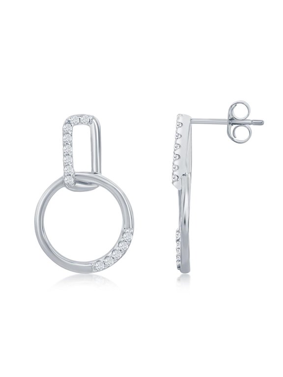 Door Knocker Design Circle of Life with Simulated Diamond CZ Dangling Earrings Silver Sterling Silver Jewelry for Women or Teens