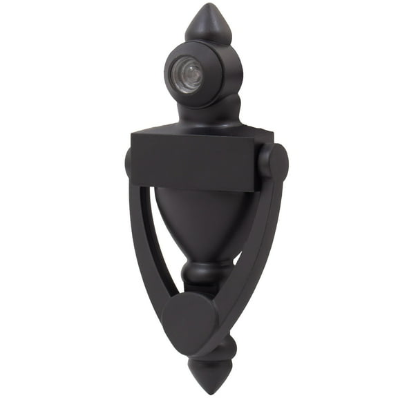 Door Knocker with 160° Viewer, 4 Inches, Matte Black by Stone Harbor Hardware
