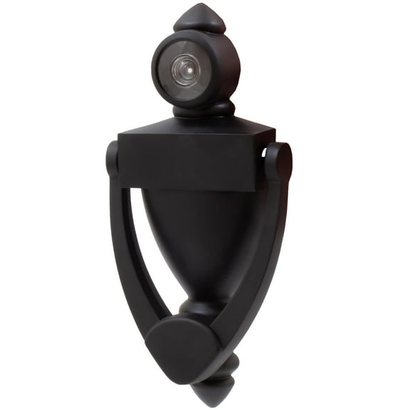 Door Knocker with 180° Viewer, 5 Inches, Matte Black by Stone Harbor Hardware