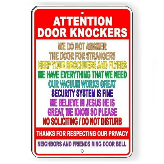 Door Knockers Do Not Disturb Sign I350 funny no soliciting Size: 8 x 12 Inch