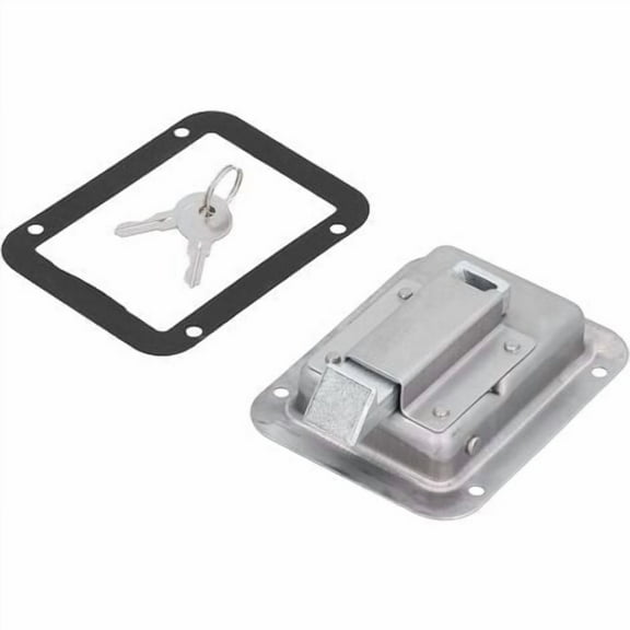 Door Latch, 304 Stainless Steel Paddle Door Latch Flush Mount with 2 Keys for RV Trailer Fire Door Latch, Tool Box Latch, Paddle Door Latch, Handle