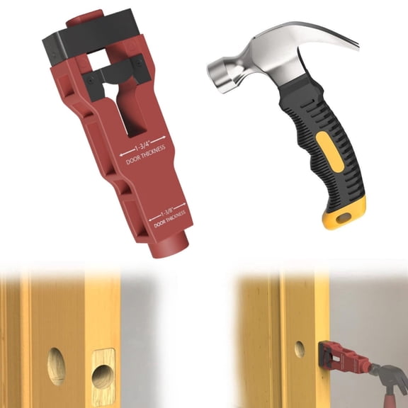 Door Latch Chisel Set w/ Hammer, Precision Tool for 1-3/8" & 1-3/4" Wood Doors