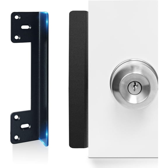 Door Latch Guard Plate 7 with 1 Offset Cover, Outswing Door Security Protector Shield, Heavy Duty Version, Door Knob/Deadbolt Latch Protector Plate (1 Pack)