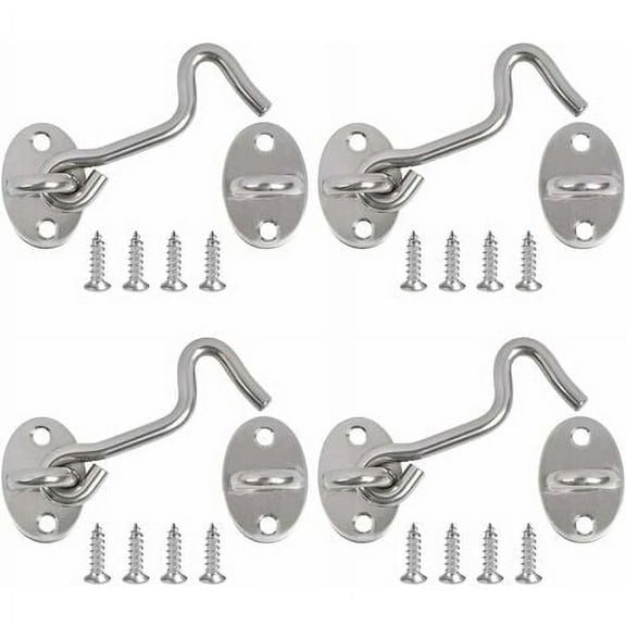 Door Latch Hook, 4PCS Cabin Hook Latches and Bolts for Door Locks Gate Latch Window Bracket for Silent Spacer Lock Gate Latch, 3 Inch/Stainless Steel