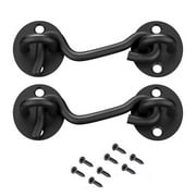 Door Latch Hook ,Barn Door Lock Gate Latch, 2 Pack 4 Inch Hook and Eye Latch Heavy Duty Screen Latches Hardware Stainless Steel Gate Lock Cabin Hooks for Sliding Window