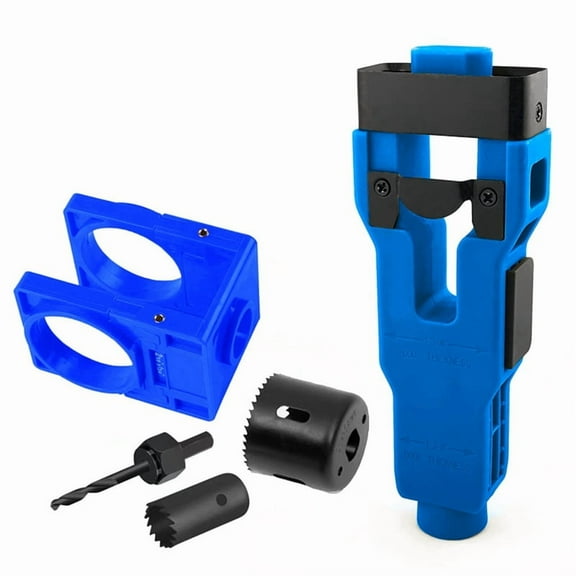 Door Latch Mortise Tool,Door Latch Installation Kit for 1-3/4in or 1-3/8in Thick Wooden Door with Door Lock Hole Saw C,1Set x Door Latch Mortise Tool+Door Lock Hole Saw,Blue