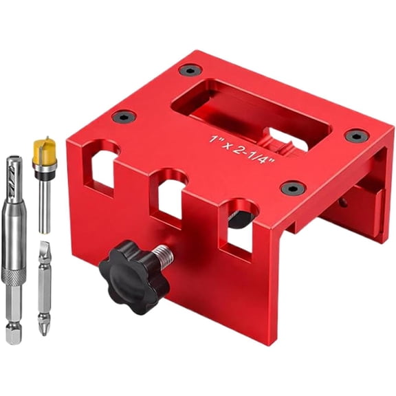 Door Latch Mortise Tool Heavy Duty Portable Mortising Template.Precision Aluminum Alloy Body Non Marking Rubber Clamps Adjustable Depth Stop Woodworking Lock Fitting Jig Kit