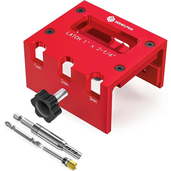 Door Latch Mortise Tool for Router, Aluminum Alloy Door Latch Template Kit, Door Latch Installation Kit, Fits 1-3/8" & 1-3/4" Thick Wooden Doors, for 1" x 2-1/4" Latch Mortise, Not for Strike Plate