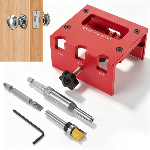 Door Latch Mortise Tool for Router, 1" x 2-1/4" Aluminum Alloy Jig for Door Lock Installation