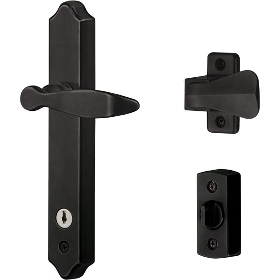 Door Lever with Deadbolt Lock for Out-Swinging Doors, Matte Black