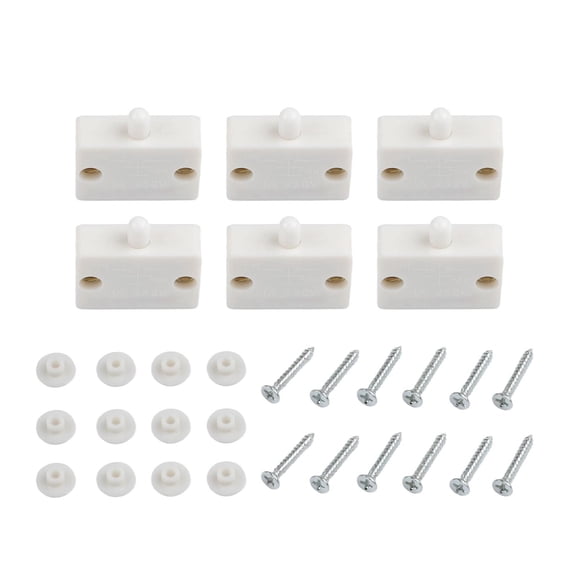 Door Light Switch Set 6-Pack Normally Closed Cabinet Control Switch LED Compatible Push Button Switches for Closet Pantry Wardrobe Automatic On Off 250V 1A(White)