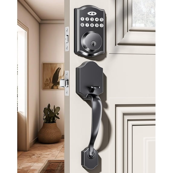 Door Lock with 2 Lever Handles - Keyless Entry Door Lock, Keypad ...