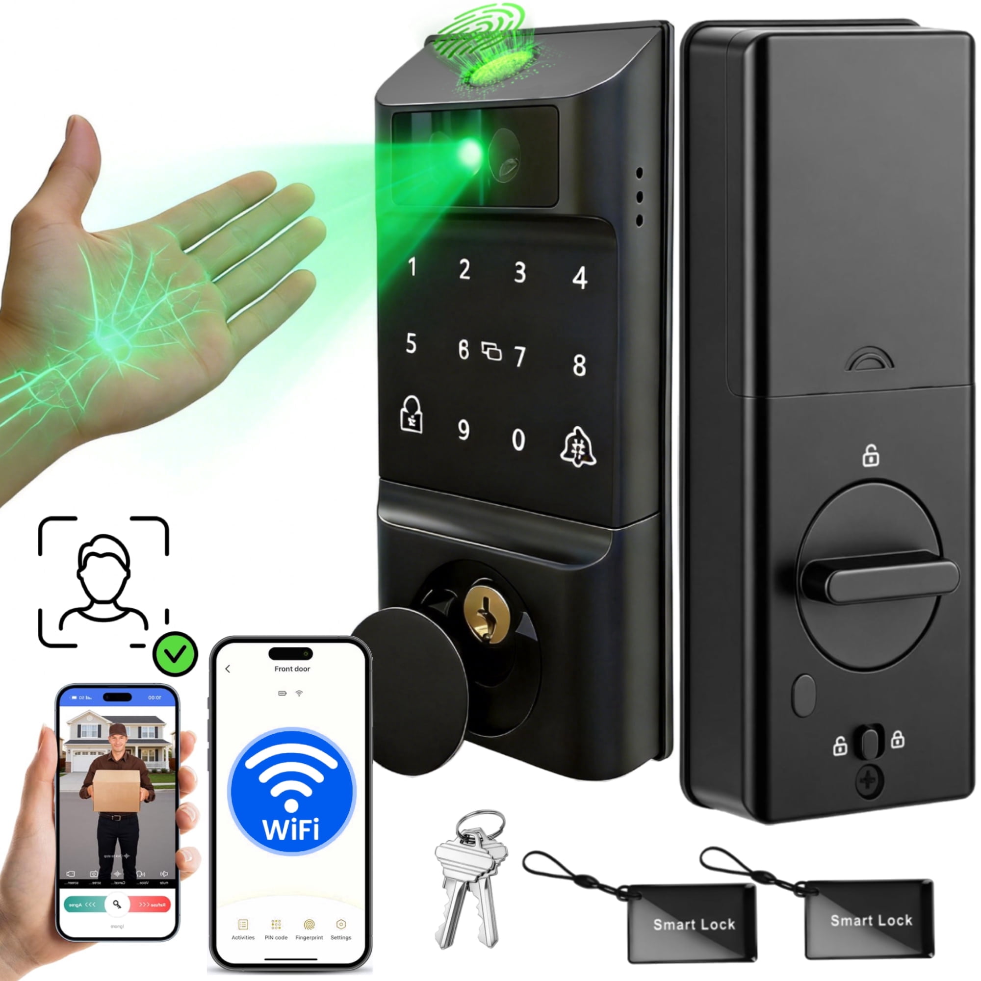 Gateway Printer Door Lock,Blacksmith 7 in 1 Smart Door Lock with Built-in Wifi Gateway ...