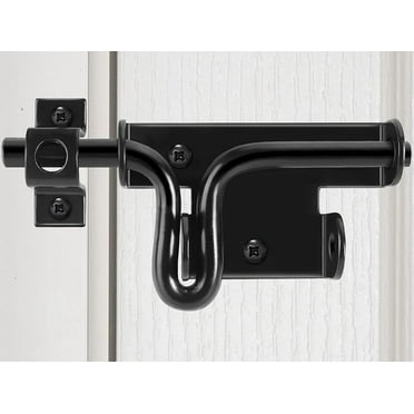 Door Lock Bolt Gate Latch - Heavy Duty Fence Slide Latches Outdoor Doors Latches Hardware Vinyl Gates Locks Black Barrel Bolt Locking Sliding Bolt Latch Padlock Hole for Wooden Fence Yard Shed Barn