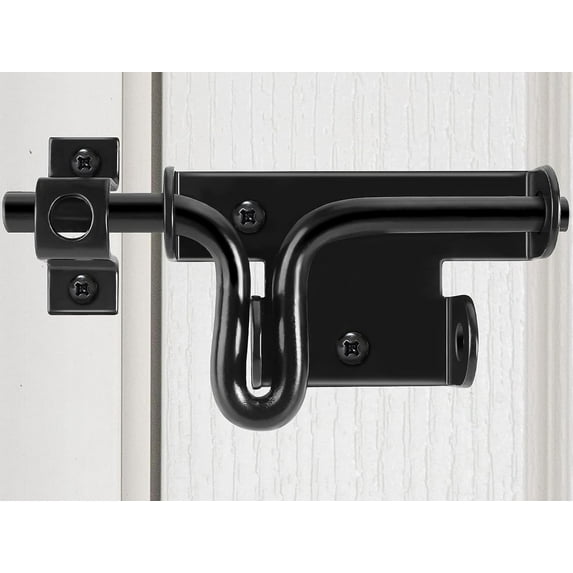 Door Lock Bolt Gate Latch - Heavy Duty Fence Slide Latches Outdoor Doors Latches Hardware Vinyl Gates Locks Black Barrel Bolt Locking Sliding Bolt Latch Padlock Hole for Wooden Fence Yard Shed Barn