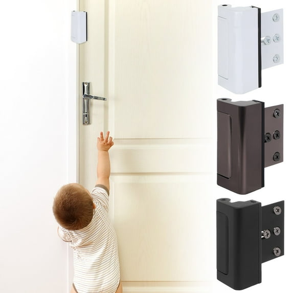 Door Lock Door Lock-B Black Door Reinforcement Lock Safety Door Security Lock for Inward Swinging Door