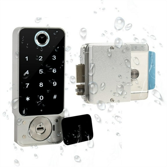 Door Lock, Fingerprint DoorLock Waterproof Outdoor Gate TT Lock Passcode IC Card Keyless Enter Electronic Lock ,Easy to Install