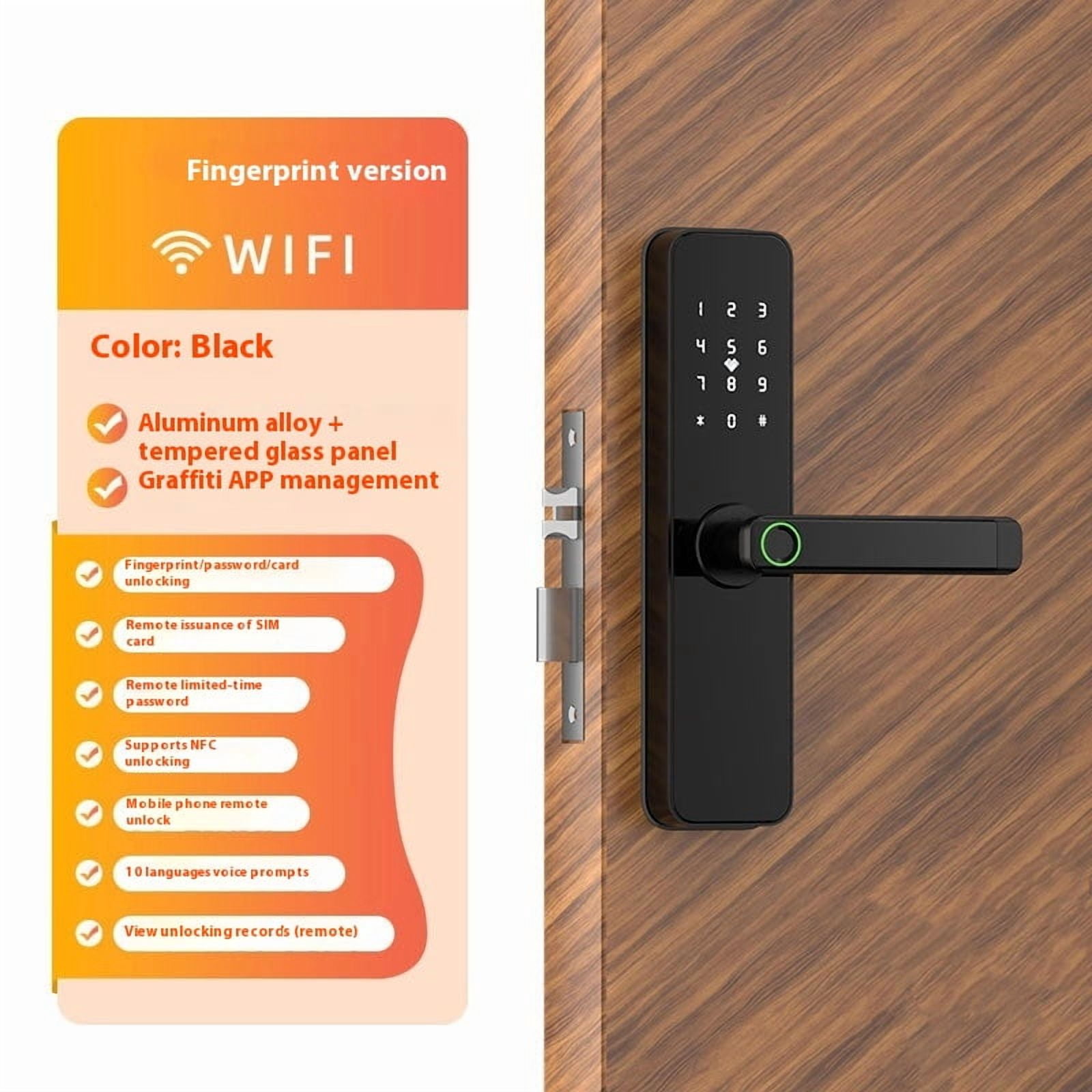 Door Lock Fingerprint Smart Door Lock with Handle, Biometric Door Locks ...